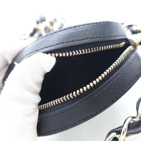 Chanel  Lambskin Quilted Chain Round Mini Clutch Black - Picture 6 of 16